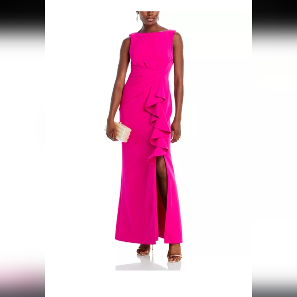 NWOT Eliza J Ruffle Front Gown Pink size 12 - Picture 8 of 9